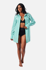 UNE PIECE-Beach Shirt Dress HAMPTONS STRIPE GREEN