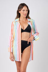 UNE PIECE-Beach Shirt Dress HAMPTONS STRIPE RAINBOW