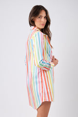 UNE PIECE-Beach Shirt Dress HAMPTONS STRIPE RAINBOW