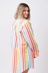 UNE PIECE-Beach Shirt Dress HAMPTONS STRIPE RAINBOW