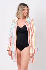 UNE PIECE-Beach Shirt Dress HAMPTONS STRIPE RAINBOW