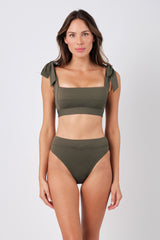 UNE PIECE-Classic Square Neck Bikini Bralette KHAKI TEXTURE