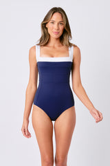 UNE PIECE-Classic Square Neck NAVY MONOCHROME TEXTURE