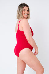 UNE PIECE-Crinkle Cut Scoop Maillot One Piece RED