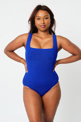 UNE PIECE-Crinkle Cut Square Neck One Piece COBALT BLUE