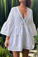 UNE PIECE-Embroidered Kaftan Dress WHITE