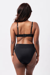 UNE PIECE-High-Cut High-Waisted Bikini Bottom BLACK