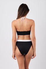 UNE PIECE-High-Cut High-Waisted Bikini Bottom MONOCHROME TEXTURE