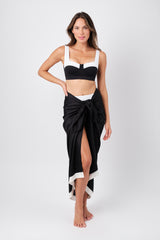 UNE PIECE-High-Cut High-Waisted Bikini Bottom MONOCHROME TEXTURE