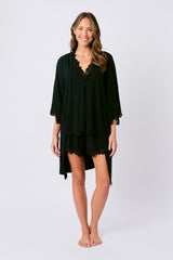 UNE PIECE-Lace Trim Cami + Shorts Sleep Pyjama Set BLACK