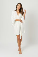 UNE PIECE-Lace Trim Modal Robe IVORY