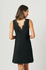 UNE PIECE-Lace Trim V-Neck Nightie BLACK
