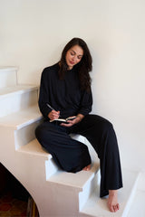 UNE PIECE-Lounge Long Sleeve Crew Neck Top BLACK