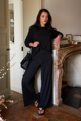 UNE PIECE-Lounge Long Sleeve Crew Neck Top BLACK