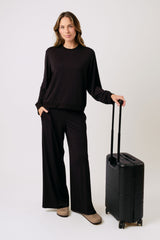 UNE PIECE-Lounge Long Sleeve Crew Neck Top BLACK