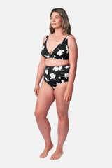 UNE PIECE-Never Say Never High-Waisted Bikini Bottom MAGNOLIA SILHOUETTE BLACK