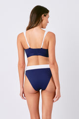 UNE PIECE-Original Bustier Balconette Bikini Bralette NAVY MONOCHROME TEXTURE