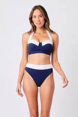UNE PIECE-Original Bustier Balconette Bikini Bralette NAVY MONOCHROME TEXTURE