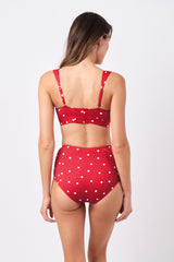 UNE PIECE-Original Bustier Balconette Bikini Bralette POLKA ROUGE TEXTURE