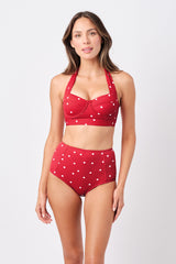 UNE PIECE-Original Bustier Balconette Bikini Bralette POLKA ROUGE TEXTURE
