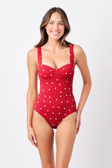 UNE PIECE-Original Bustier Balconette One Piece POLKA ROUGE TEXTURE