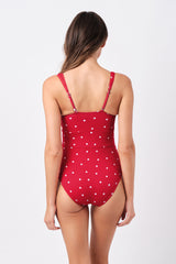 UNE PIECE-Original Bustier Balconette One Piece POLKA ROUGE TEXTURE