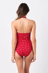 UNE PIECE-Original Bustier Balconette One Piece POLKA ROUGE TEXTURE