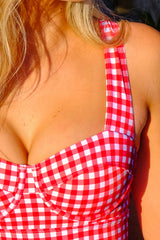 UNE PIECE-Original Bustier Balconette One Piece RED GINGHAM