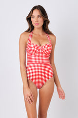 UNE PIECE-Original Bustier Balconette One Piece RED GINGHAM