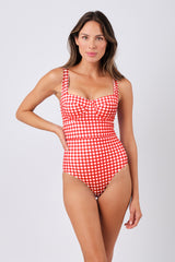 UNE PIECE-Original Bustier Balconette One Piece RED GINGHAM