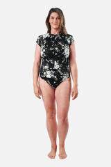 UNE PIECE-Original Sexie Rashie Cap Sleeve LONDON BOTANICAL BLACK