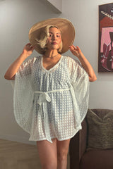 UNE PIECE-Scalloped Lace Kaftan WHITE