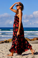 UNE PIECE-Sweetheart Neckline Maxi Dress PLUCKED ROSES