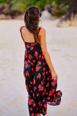 UNE PIECE-Sweetheart Neckline Maxi Dress PLUCKED ROSES