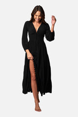 UNE PIECE-Long Sleeve Maxi Dress BLACK