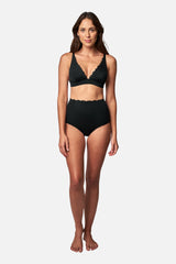 UNE PIECE-Scalloped Never Say Never Bikini Bralette BLACK
