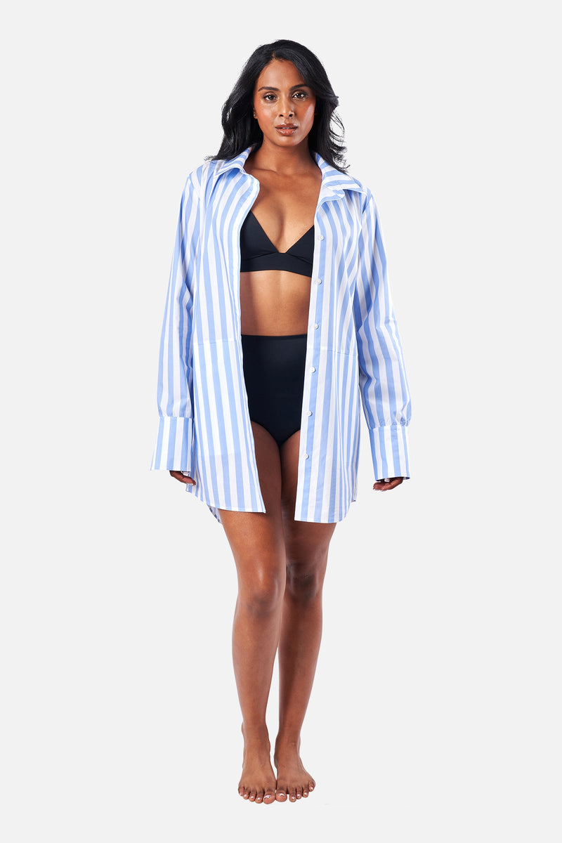 UNE PIECE-Beach Shirt Dress HAMPTONS STRIPE BLUE