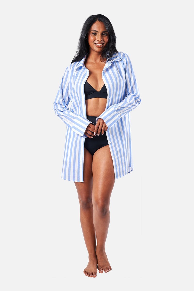 UNE PIECE-Beach Shirt Dress HAMPTONS STRIPE BLUE