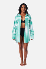 UNE PIECE-Beach Shirt Dress HAMPTONS STRIPE GREEN