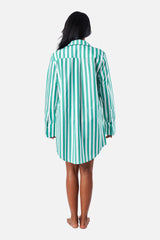 UNE PIECE-Beach Shirt Dress HAMPTONS STRIPE GREEN