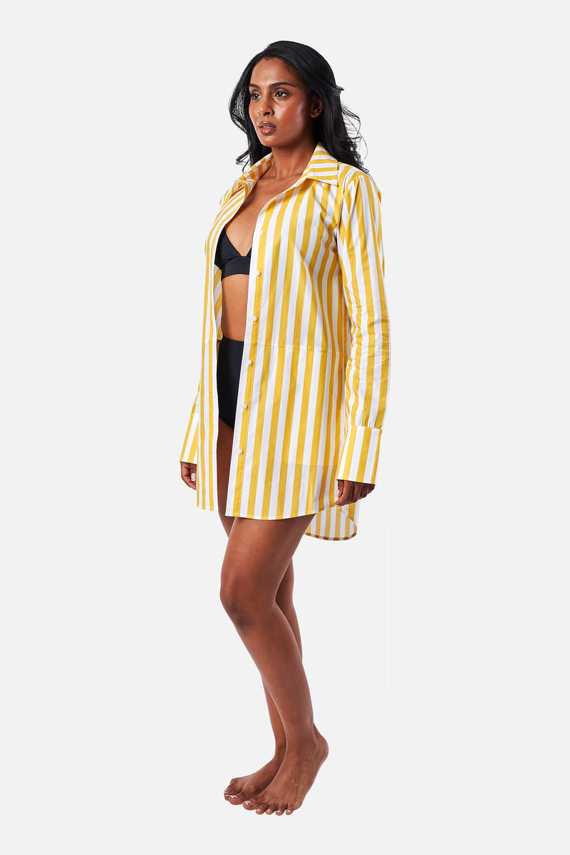 UNE PIECE-Beach Shirt Dress HAMPTONS STRIPE YELLOW