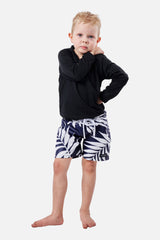 UNE PIECE-Boys Swim Shorts PALM SILHOUETTE NAVY