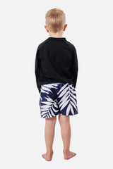 UNE PIECE-Boys Swim Shorts PALM SILHOUETTE NAVY