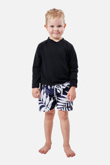 UNE PIECE-Boys Swim Shorts PALM SILHOUETTE NAVY