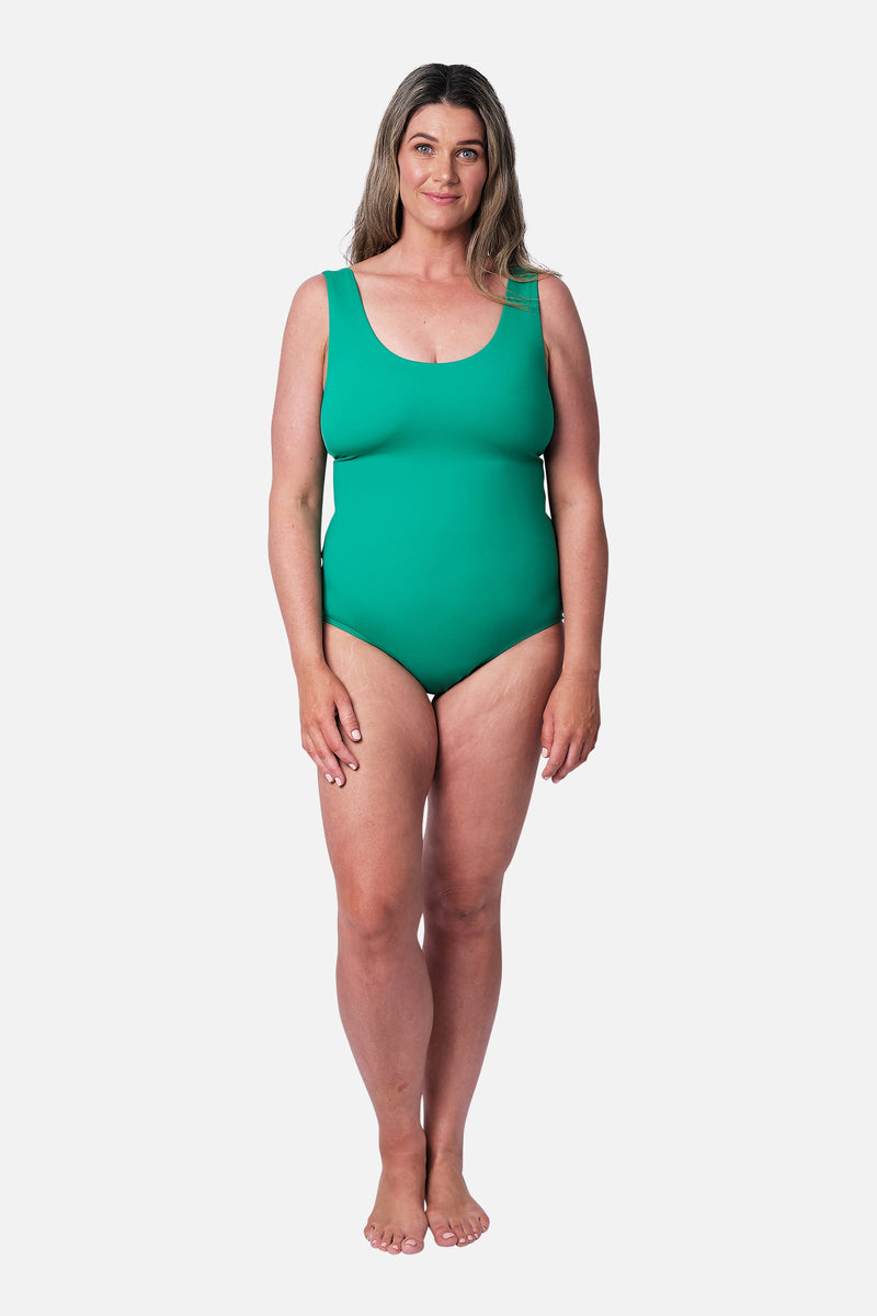 UNE PIECE-Classic Scoop Neck One Piece GREEN