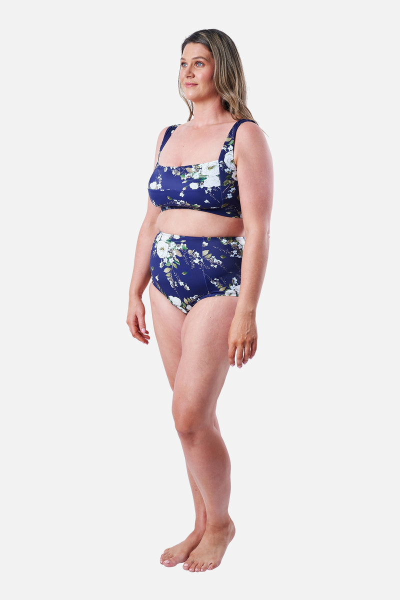 UNE PIECE-Classic Square Neck Bikini Bralette LONDON BOTANICAL NAVY