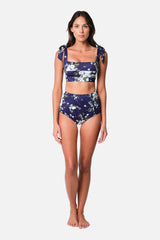 UNE PIECE-Classic Square Neck Bikini Bralette LONDON BOTANICAL NAVY