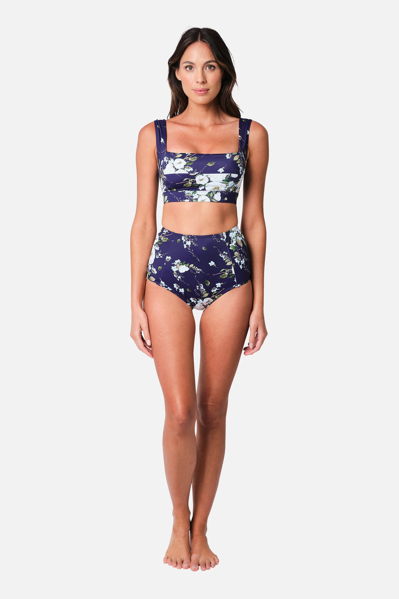 UNE PIECE-Classic Square Neck Bikini Bralette LONDON BOTANICAL NAVY