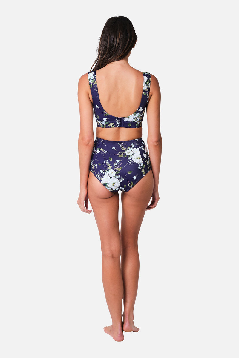 UNE PIECE-Classic Square Neck Bikini Bralette LONDON BOTANICAL NAVY