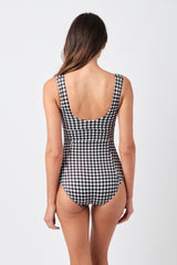 UNE PIECE-Classic Square Neck BLACK GINGHAM